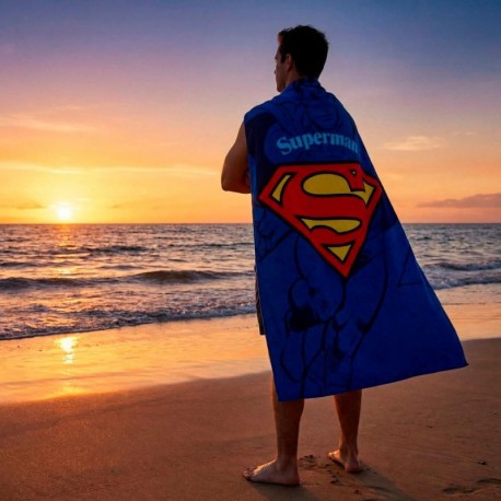 Toalla de microfibra Superman azul con emblema