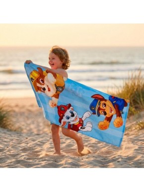 Serviette bleu clair Pat' Patrouille avec chiots en tenue de secours