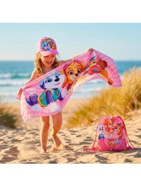 Ensemble serviette, casquette et sac rose Paw Patrol