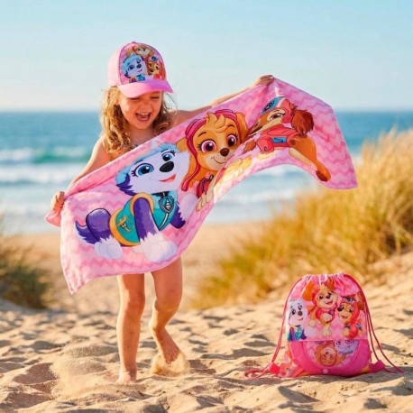Set toalla, gorra y saquito rosa de Paw Patrol