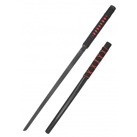 Katana negra ANBU de Kakashi con detalles rojos
