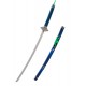 Katana bleu Kurikara de Blue Exorcist avec fourreau.
