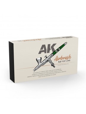 Aerógrafo AK-Interactive 0.3 Top Line con copas y accesorios