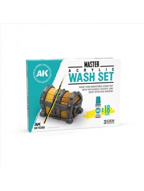 Coffret de lavis acrylique AK-Interactive avec 18 couleurs.