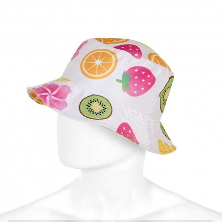 Chapeau bob enfant multicolore avec imprimé de fruits