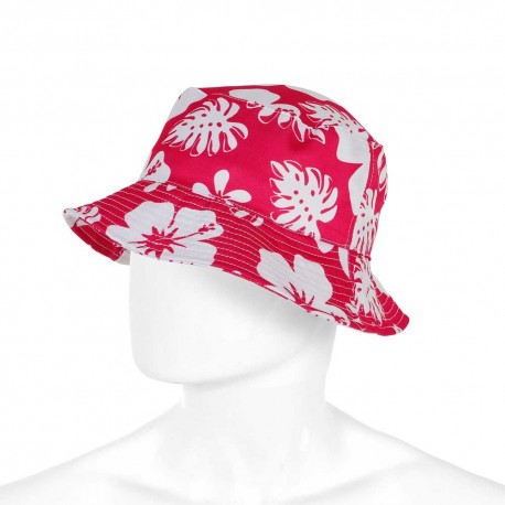 Chapeau enfant bob rouge avec imprimé floral
