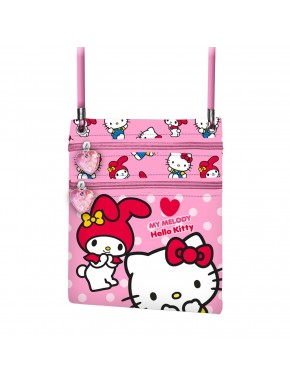 Bolsa pequena rosa Hello Kitty com alças e compartimentos
