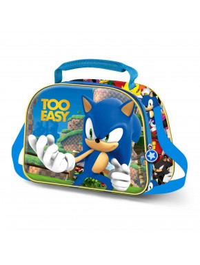 Bolsa de lanche azul com design 3D do Sonic