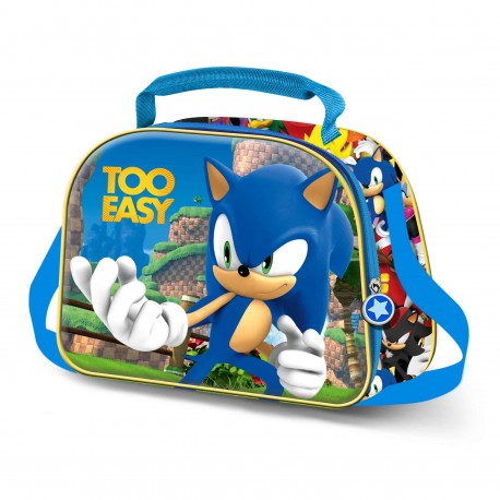Bolsa de lanche azul com design 3D do Sonic