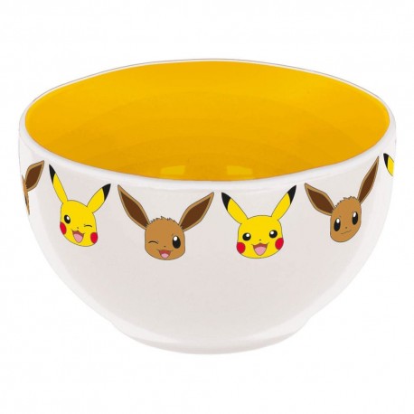 Bol en céramique Pokémon avec visages de Pikachu et Eevee