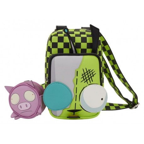 Bandolera Invader Zim Gir Cellphone verde y negra