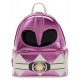 Mochila mini Pink Ranger rosa metálico con diseño de casco