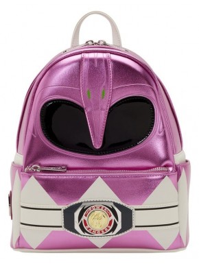 Mini mochila metálica rosa Pink Ranger com design de capacete