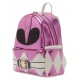 Mochila mini Pink Ranger rosa metálico con diseño de casco