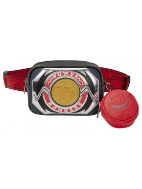Bolsa Tiracolo Power Rangers com logotipo dourado