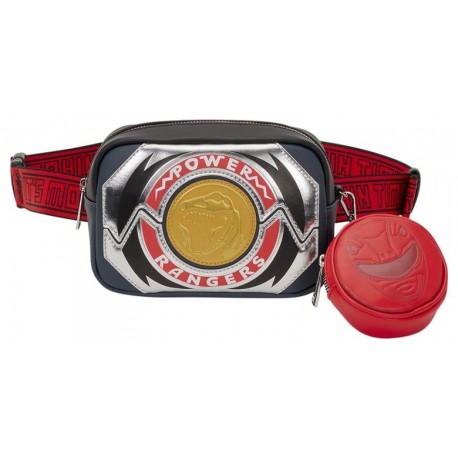 Bolsa Tiracolo Power Rangers com logotipo dourado