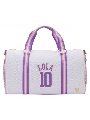 Bolsa esportiva branca com detalhes roxos de Lola Bunny