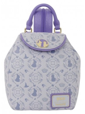 Mochila micro Wicked da Loungefly em lilás com detalhes dourados