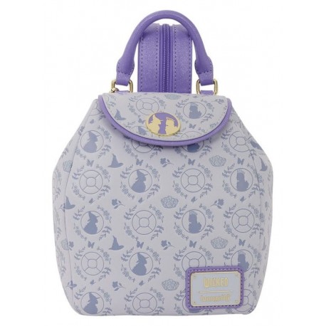 Mochila micro Wicked da Loungefly em lilás com detalhes dourados