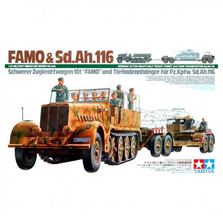 Modelo de semilagarta FAMO e transportador Sd.Ah.116 da Tamiya