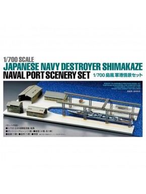Diorama de port naval et navire Shimakaze à l'échelle 1/700