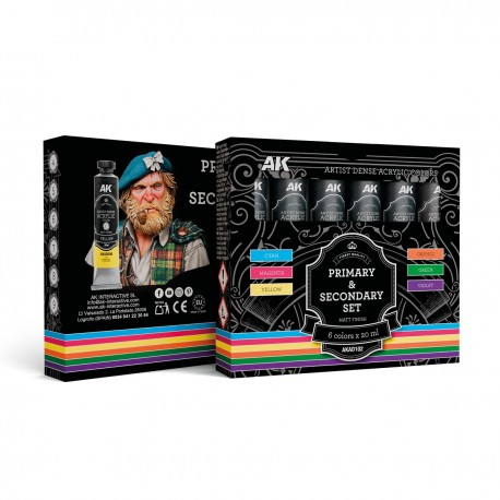 Set de peinture acrylique dense couleurs primaires et secondaires AK-Interactive