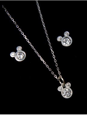 Ensemble en argent de Mickey Disney avec zircon