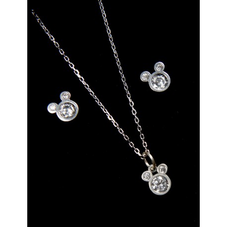 Ensemble en argent de Mickey Disney avec zircon
