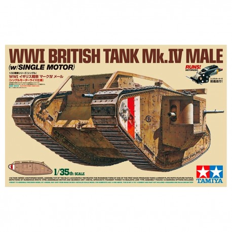 Modelo de tanque britânico Mk.IV Male com motor Tamiya