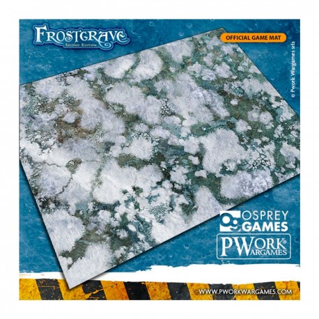 Tapete de jogo Frostgrave com neve e paralelepípedos