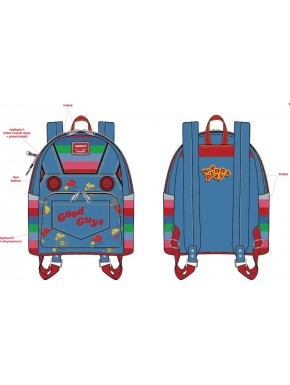 Mochila Chucky Cosplay com design Good Guys e Wanna Play