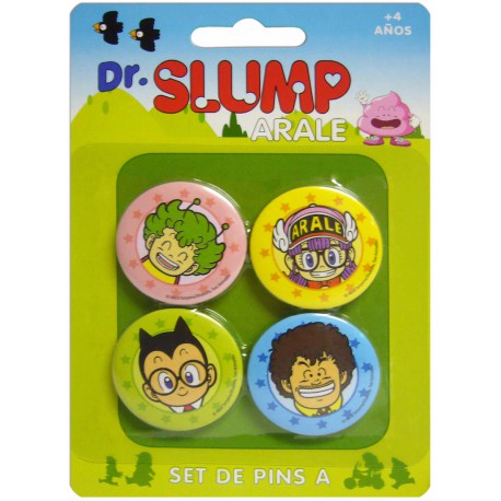 Chapas Dr Slump Arale Personajes Set de 4