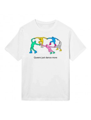 T-shirt blanc avec design Queers just Dance more