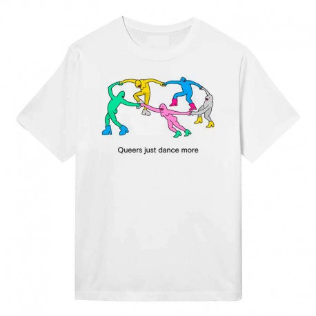 T-shirt blanc avec design Queers just Dance more
