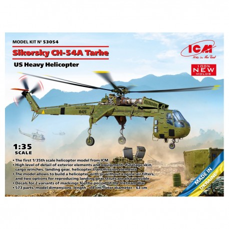 Maquette hélicoptère Sikorsky CH-54A Tarhe par ICM à l'échelle 1:35