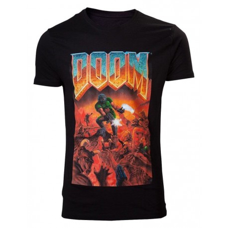 T-shirt noir avec design classique du jeu vidéo DOOM