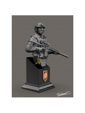 Buste 3D soldat ukrainien avec fusil