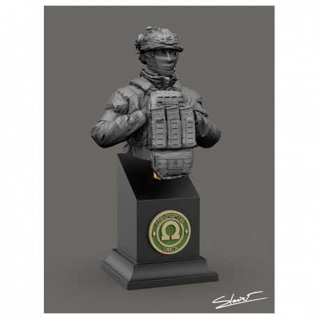 Busto de soldado ucraniano en uniforme detallado, Black Snake