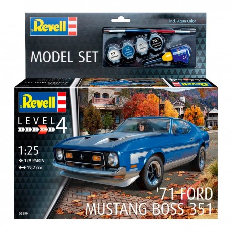 Conjunto modelismo Mustang Boss 351 '71 escala 1:25