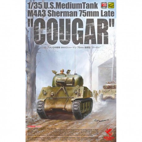 Caja modelo tanque M4A3 Sherman 75mm Cougar Asuka