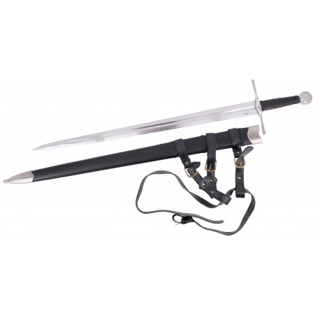Épée fonctionnelle en acier avec fourreau et ceinture de 112 cm