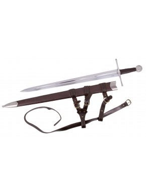Épée fonctionnelle avec gaine et ceinture marron