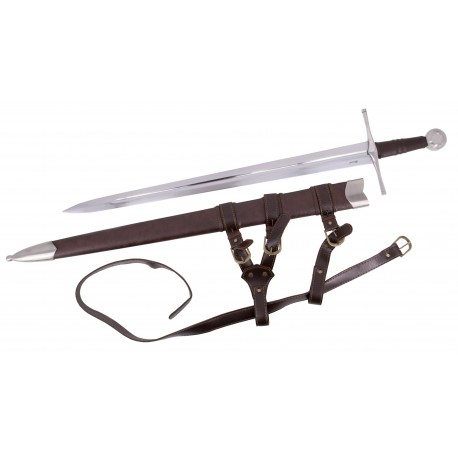 Épée fonctionnelle avec gaine et ceinture marron