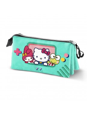 Estojo triplo turquesa Hello Kitty