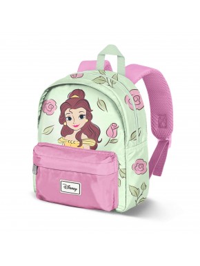 Mochila pré-escolar Disney Bella verde com design de rosas