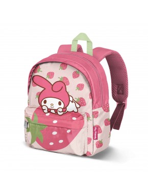 Mochila pré-escolar rosa Hello Kitty My Melody com morangos
