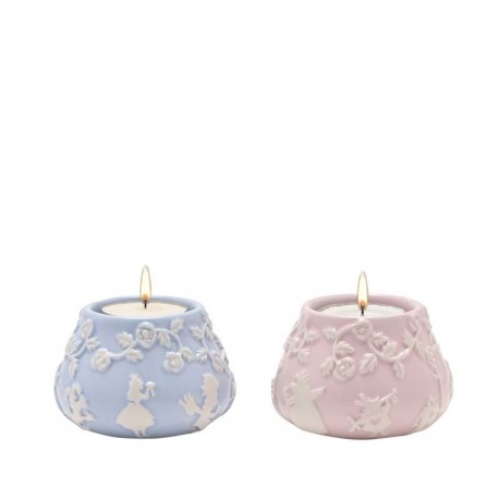 Ensemble de 2 bougeoirs Alice en bleu et rose
