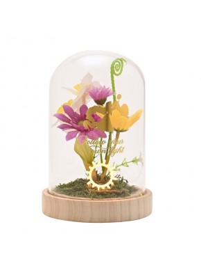 Lampe décorative Raiponce avec fleurs sous dôme en verre