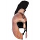 Casque troyen avec crête noire et finition cuivre