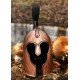 Casque troyen avec crête noire et finition cuivre